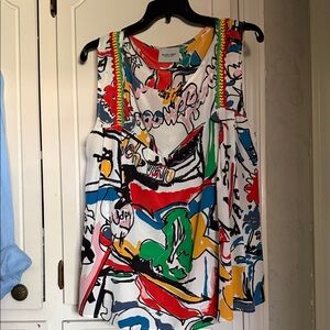 Rachel Comey Multicolor Graffiti-Print Silk Cold Shoulder Tank - New York